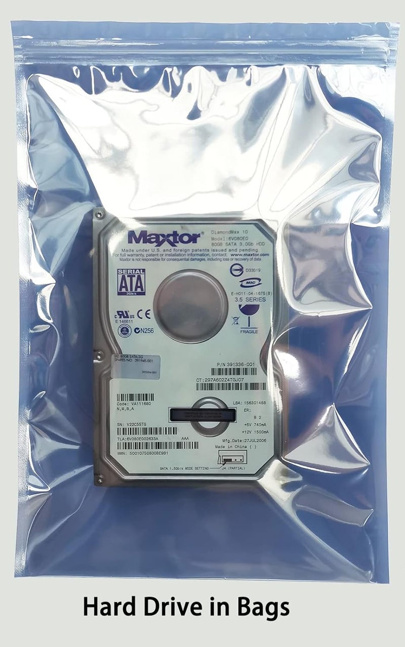 Seadasyoon Anti Static Bags, 25pcs Large Resealable ESD Bags 7.87x11.8in with Labels for GPU Hard Drive SSD HDD and Electronic Device - Image 3